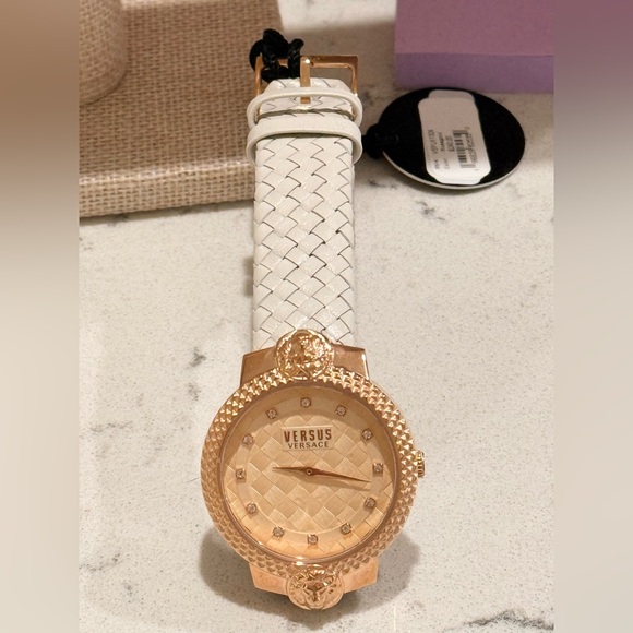 Versus Versace Rose Gold Montorgueil Crystal Index Beige Band Watch, 38mm - Picture 4 of 8